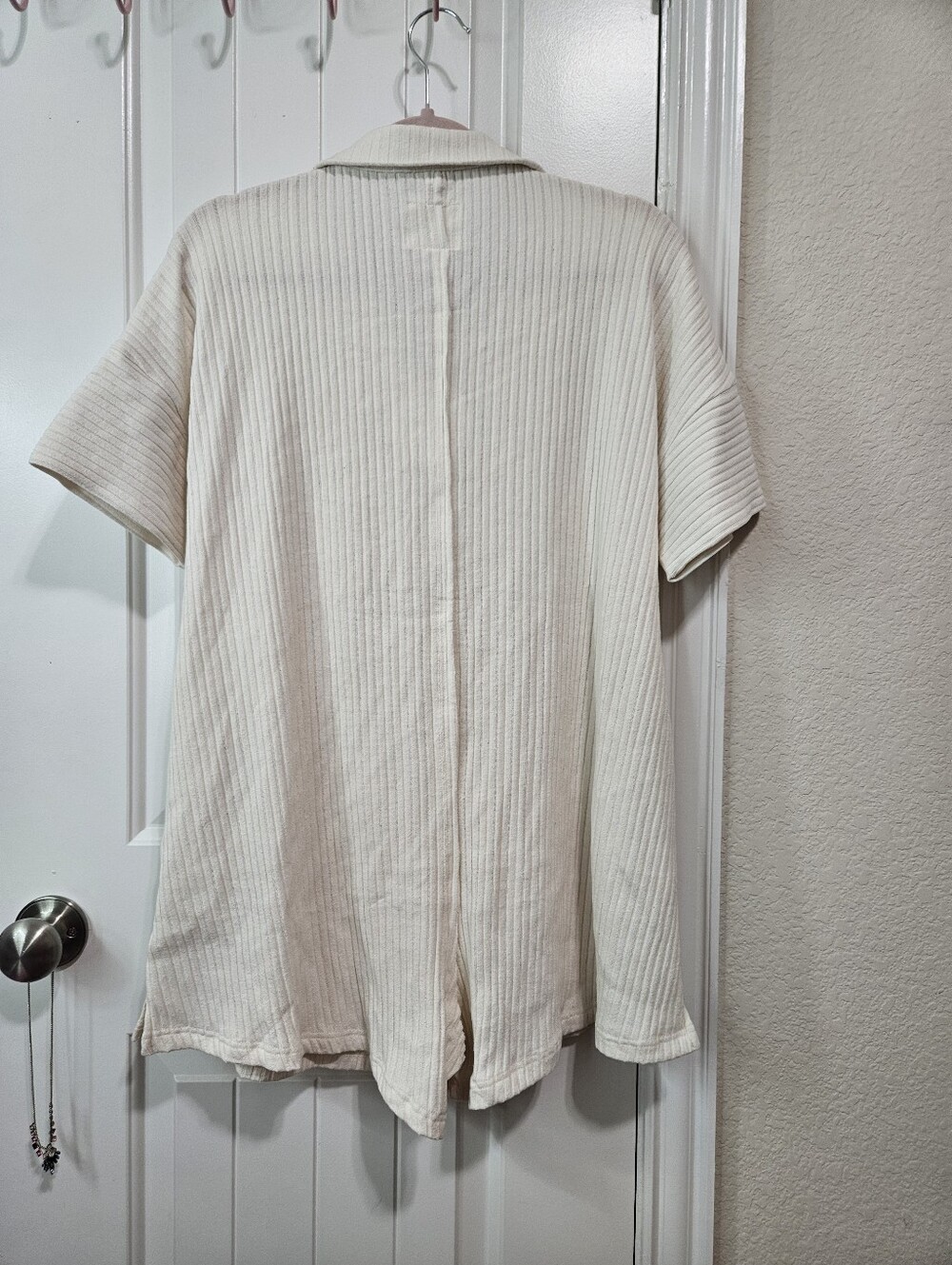 Umgee Beige Ribbed Button-Up Romper - Picture 9 of 11